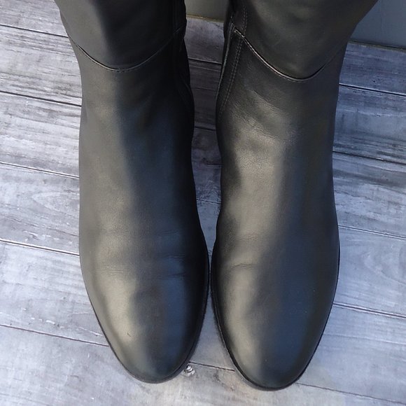 SIZE 8.5. Tory Burch leather over the knee-high stretch panel riding boots. - Picture 3 of 16